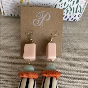 Plunder Pink, Orange & Green Statement Drop Earrings